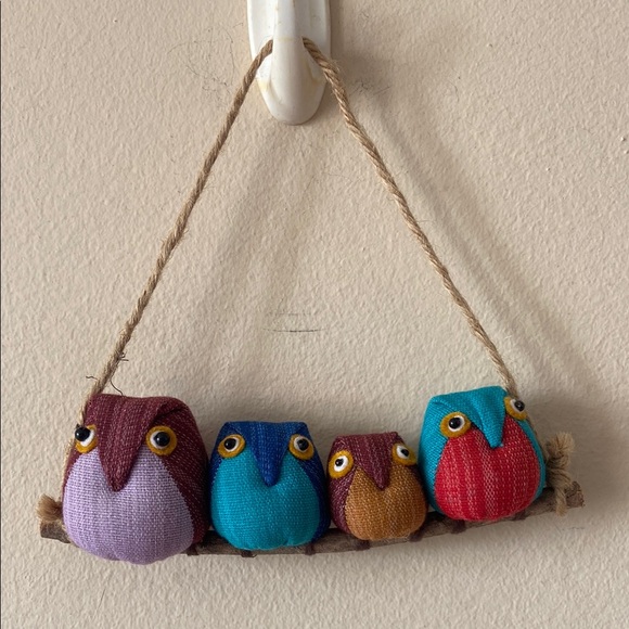 Cute Hand Made Owl Family of Four Hanging Home Decor Ornament Cotton Fabric - Picture 2 of 5